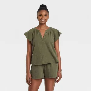 Universal Thread Women's Flutter Short Sleeve Blouse