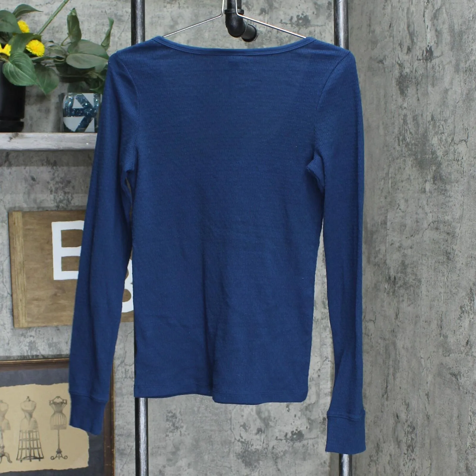 Universal Thread Women's Long Sleeve Henley Neck Pointelle Shirt