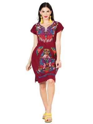 Vestido Artesanal Bordado de Flores para Mujer