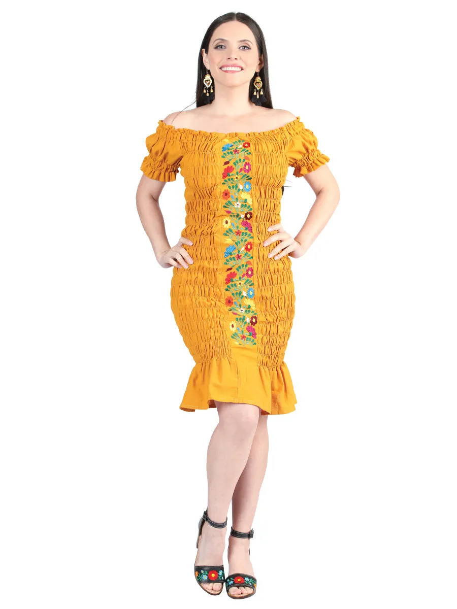 Vestido Artesanal Sirena Bordado de Flores para Mujer