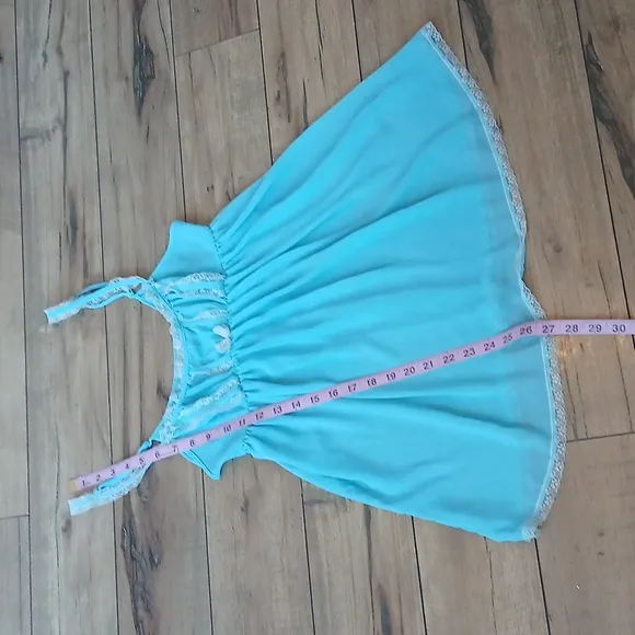 Victoria's Secret Blue And White Lace Babydoll Mini Dress. Size S