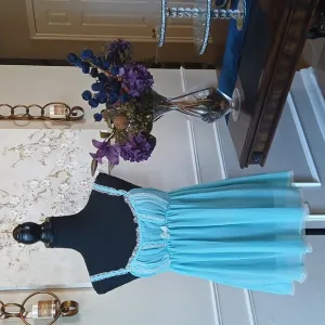 Victoria's Secret Blue And White Lace Babydoll Mini Dress. Size S