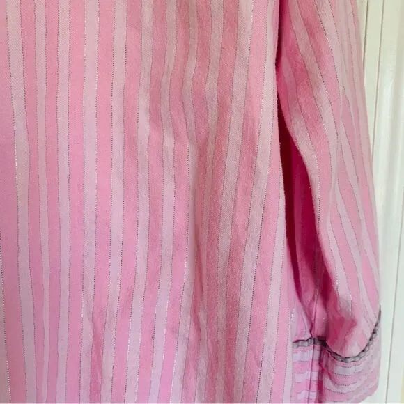 Victoria's Secret Women's Pink Striped Pajama Sleep Shirt Dress Nightgown | L