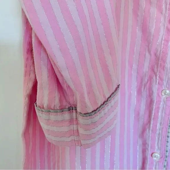 Victoria's Secret Women's Pink Striped Pajama Sleep Shirt Dress Nightgown | L