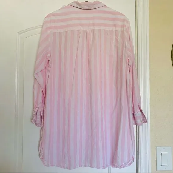 Victoria's Secret Women's Pink Striped Pajama Sleep Shirt Dress Nightgown | L