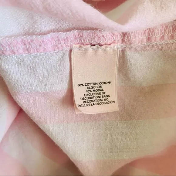 Victoria's Secret Women's Pink Striped Pajama Sleep Shirt Dress Nightgown | L