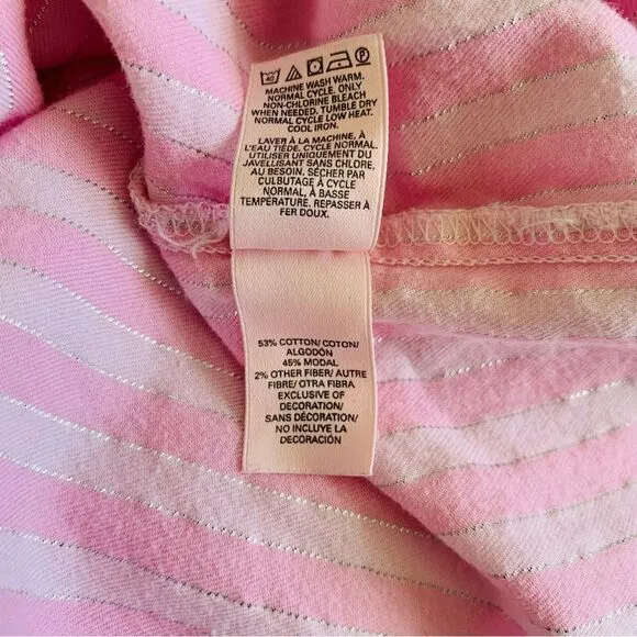 Victoria's Secret Women's Pink Striped Pajama Sleep Shirt Dress Nightgown | L