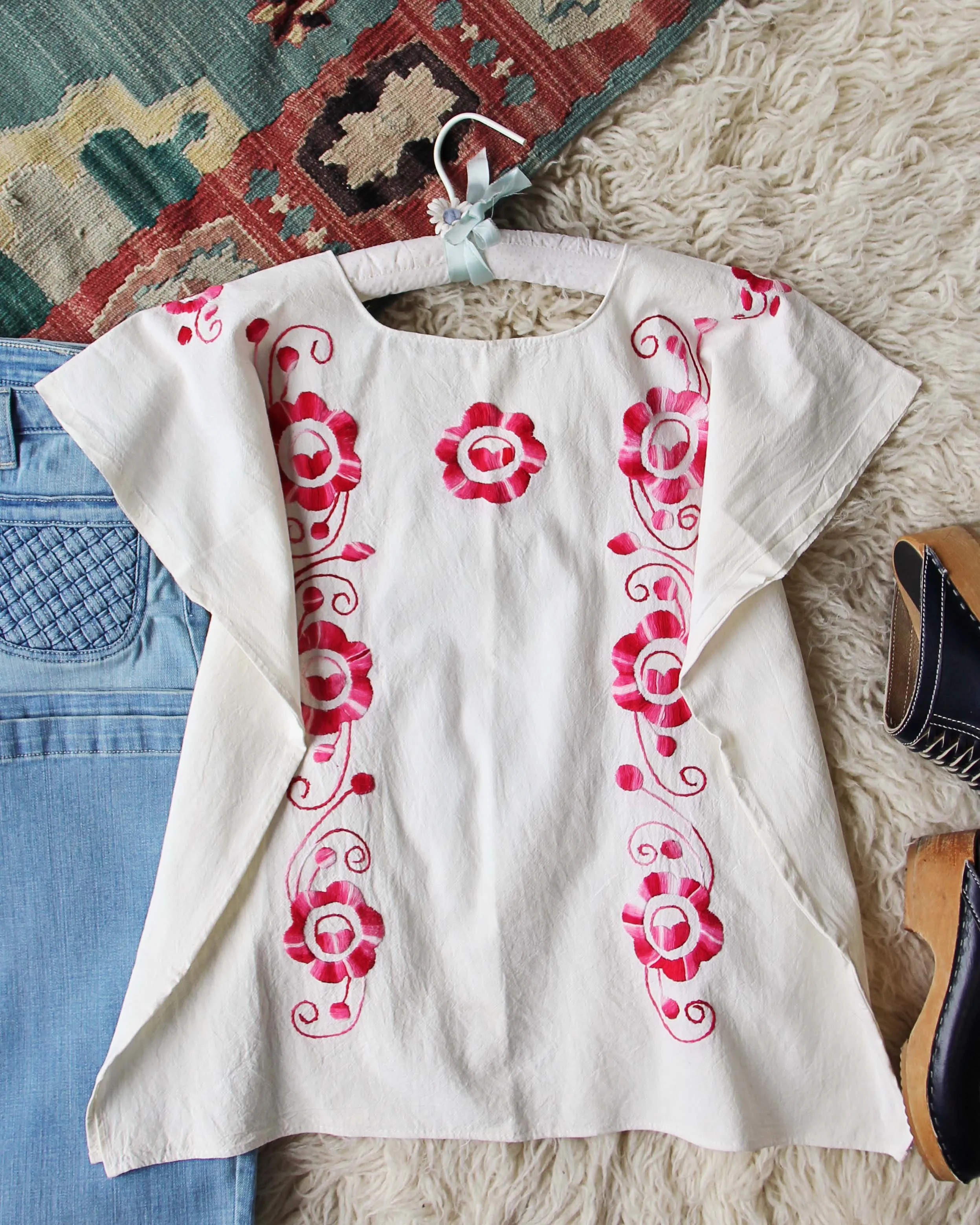 Vintage 70's Mexican Embroidered Top