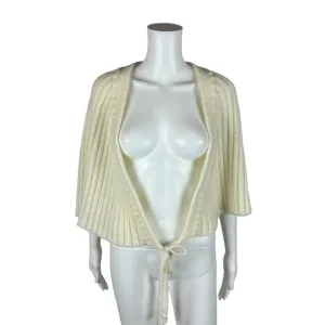 Vintage 80s Cape Women's Small Cream Acrylic Poncho Tie Front