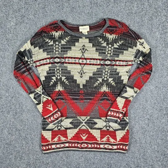Vintage 90s Denim &amp; Supply Ralph Lauren Aztec Sweater Red Women's Size Small