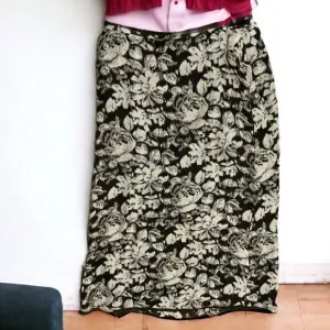 Vintage 90's Rena Rowan Womens Cream/Brown Floral Full Length Maxi Skirt Size 16