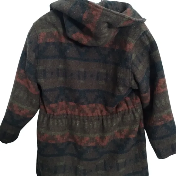 Vintage Andrea Marin Women's Wool Aztec Hood Coat size M Southwestern Old Money