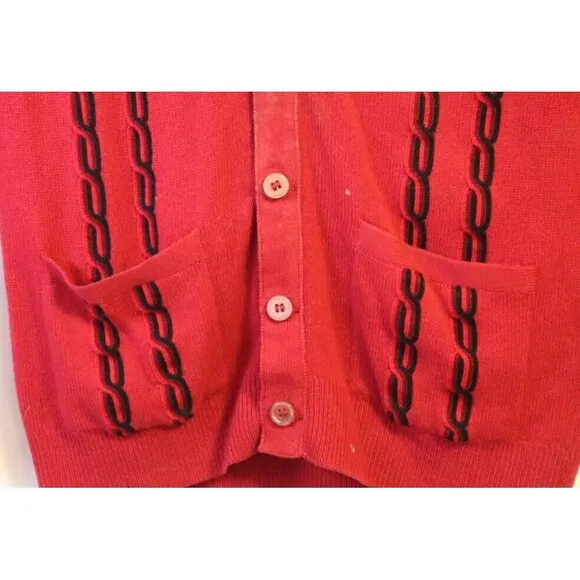 Vintage Ballantyne of Peebles‎ 100% Cashmere Cardigan Sweater 38 Red