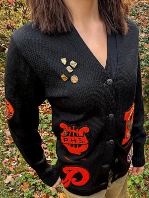 Vintage Black Letterman Cardigan