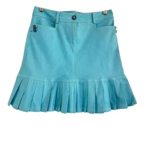 Vintage Cynthia Steffe Women's High Waist Turquoise Ruffle Bottom Denim Skirt Si
