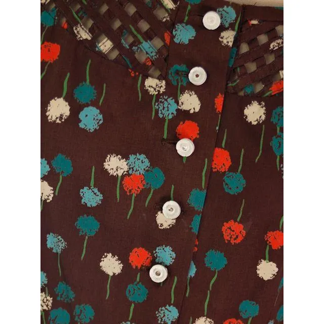 Vintage Dandelion Printed Circle Skirt Dress 1950s R&K Original 38-28-Free