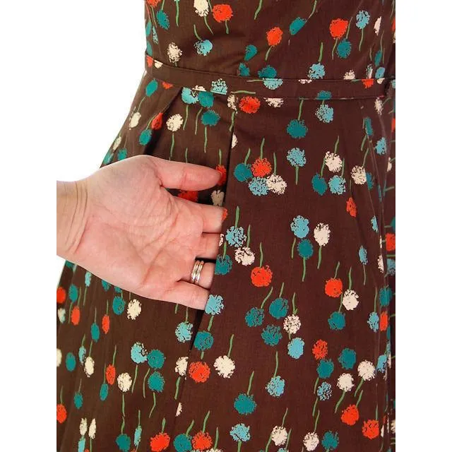 Vintage Dandelion Printed Circle Skirt Dress 1950s R&K Original 38-28-Free