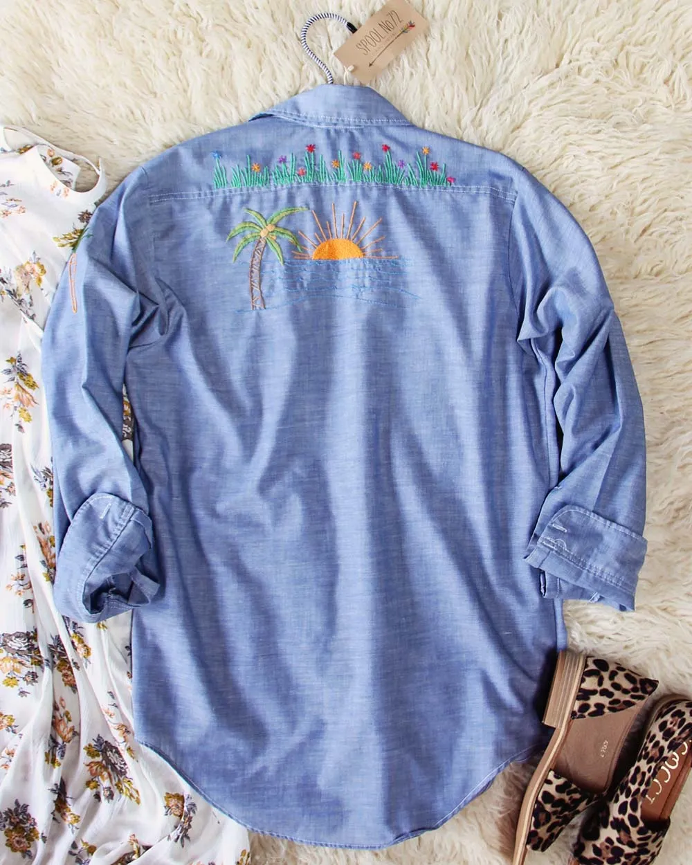 Vintage Embroidered Chambray Shirt