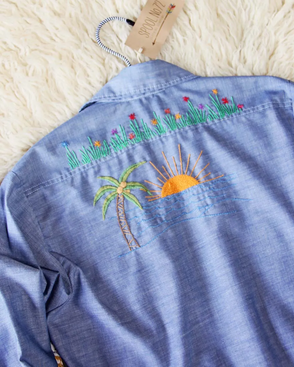 Vintage Embroidered Chambray Shirt