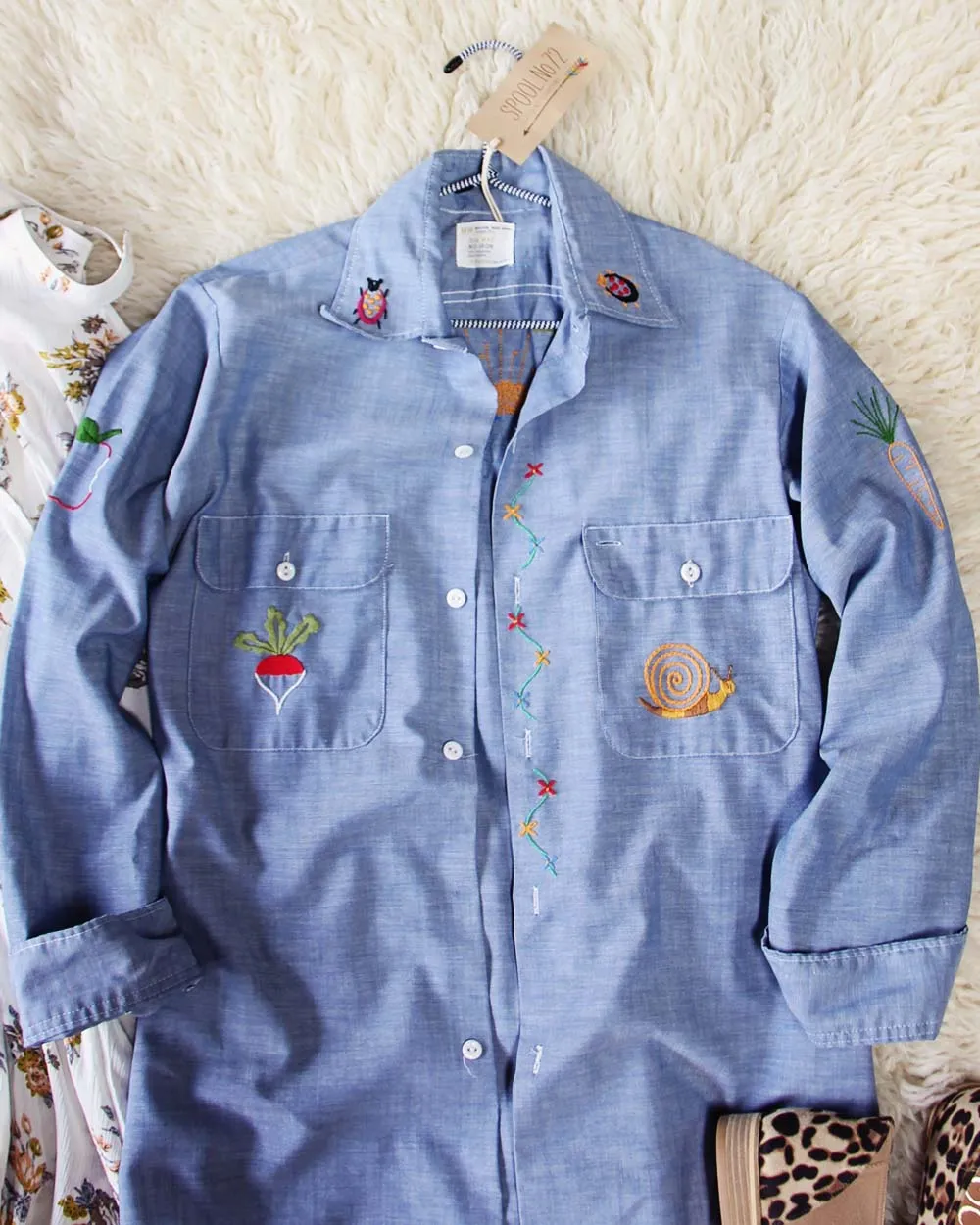Vintage Embroidered Chambray Shirt