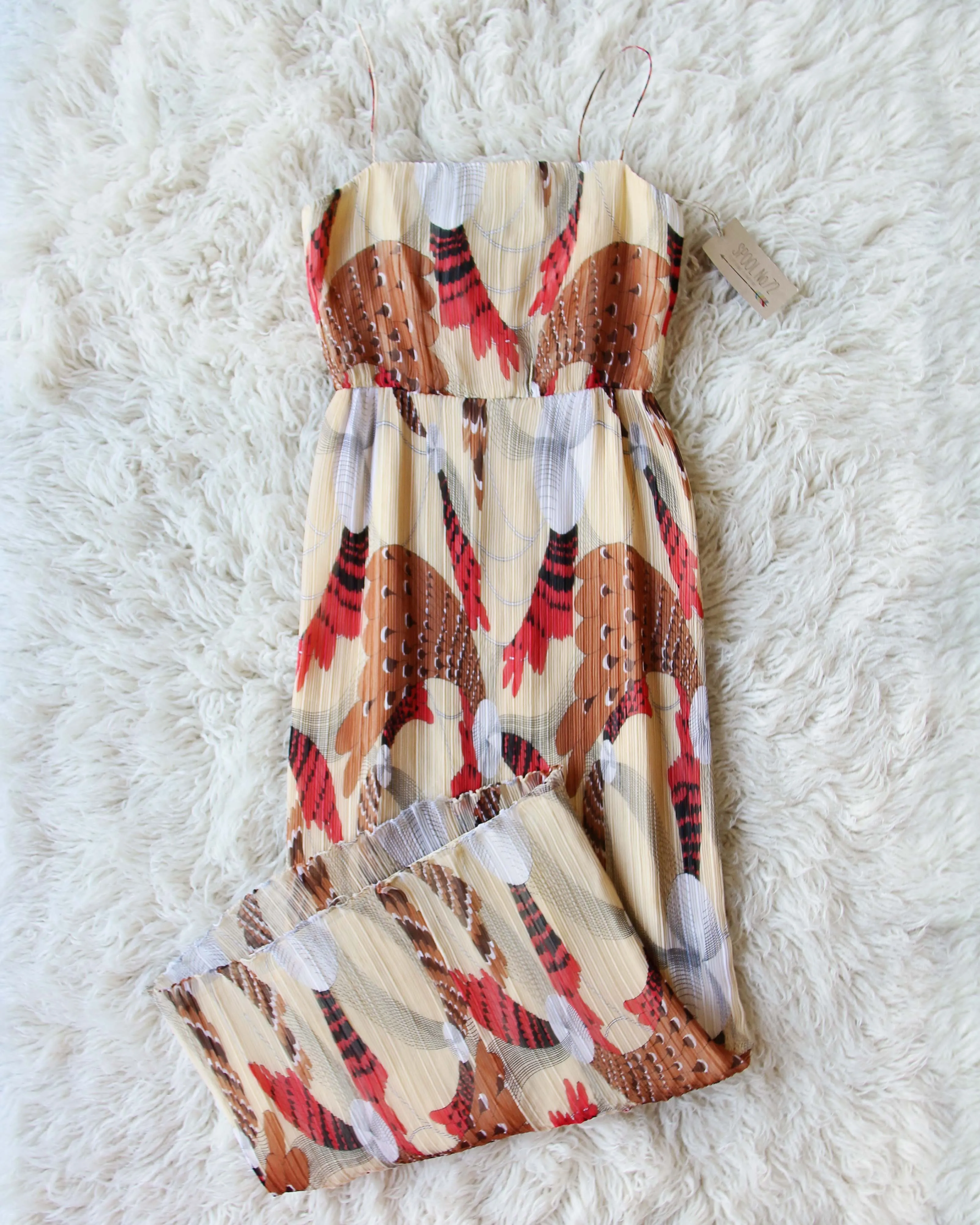Vintage Feather Maxi Dress