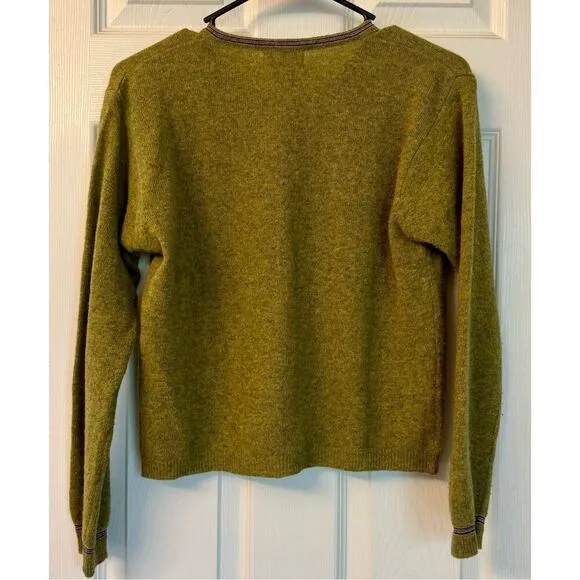 Vintage Free People 100% Wool V-Neck Long Sleeve Women's Lightweight Sweater S
