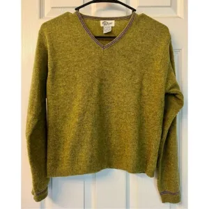 Vintage Free People 100% Wool V-Neck Long Sleeve Women's Lightweight Sweater S