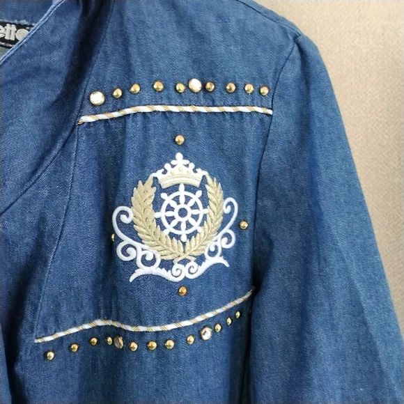 Vintage Gepetto Nautical Denim Blazer Women's Nautical Theme Blazer