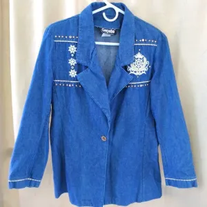 Vintage Gepetto Nautical Denim Blazer Women's Nautical Theme Blazer