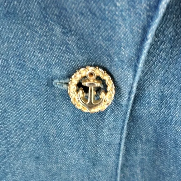 Vintage Gepetto Nautical Denim Blazer Women's Nautical Theme Blazer