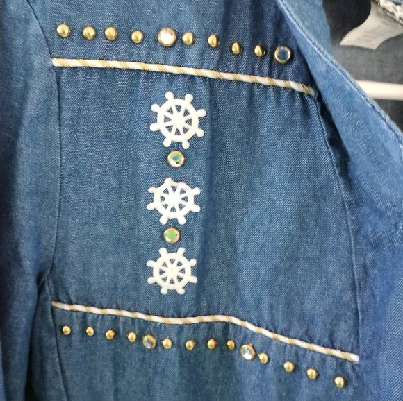 Vintage Gepetto Nautical Denim Blazer Women's Nautical Theme Blazer