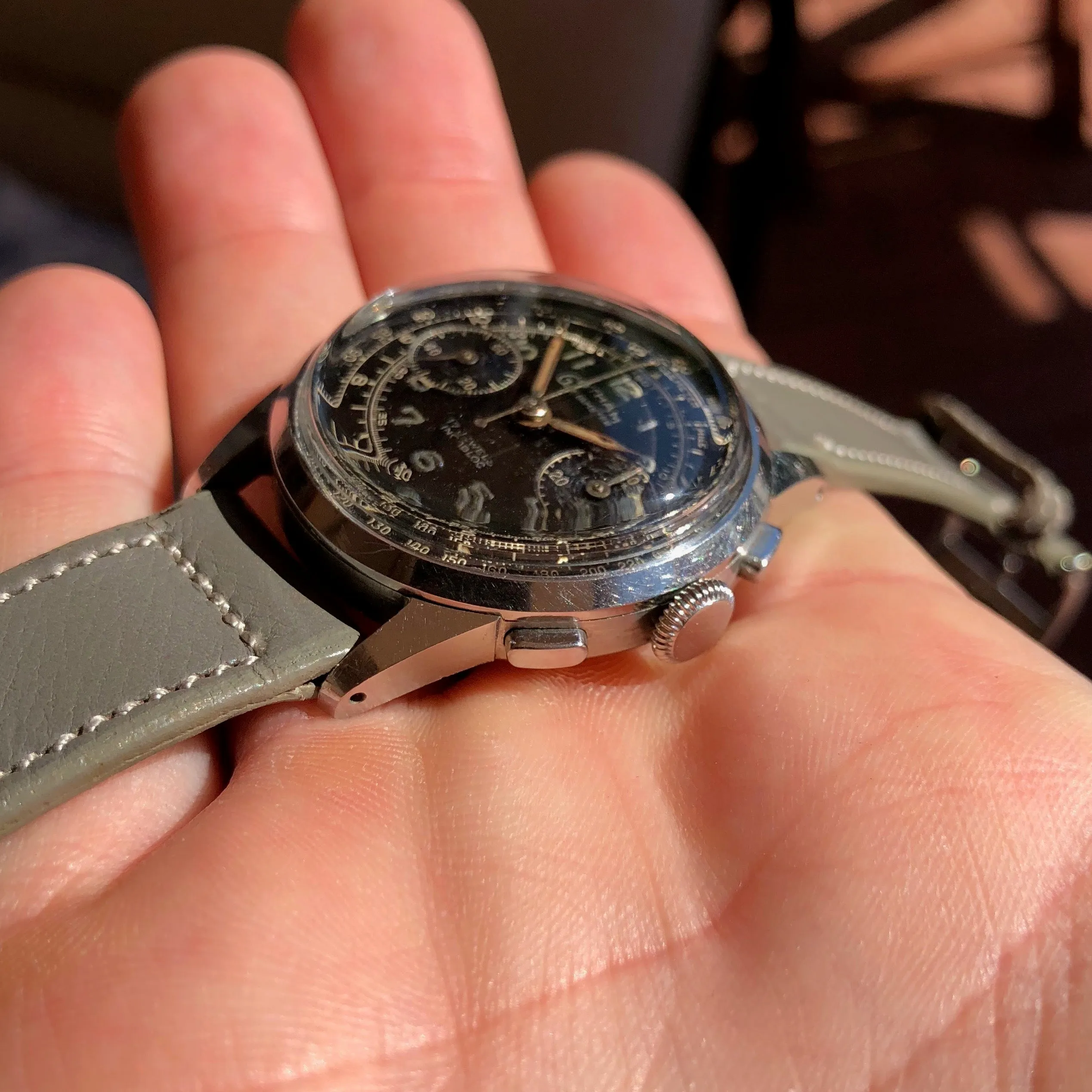 Vintage Gotham Gothameter Stainless Steel Chronograph Valjoux 92 Manual Wristwatch