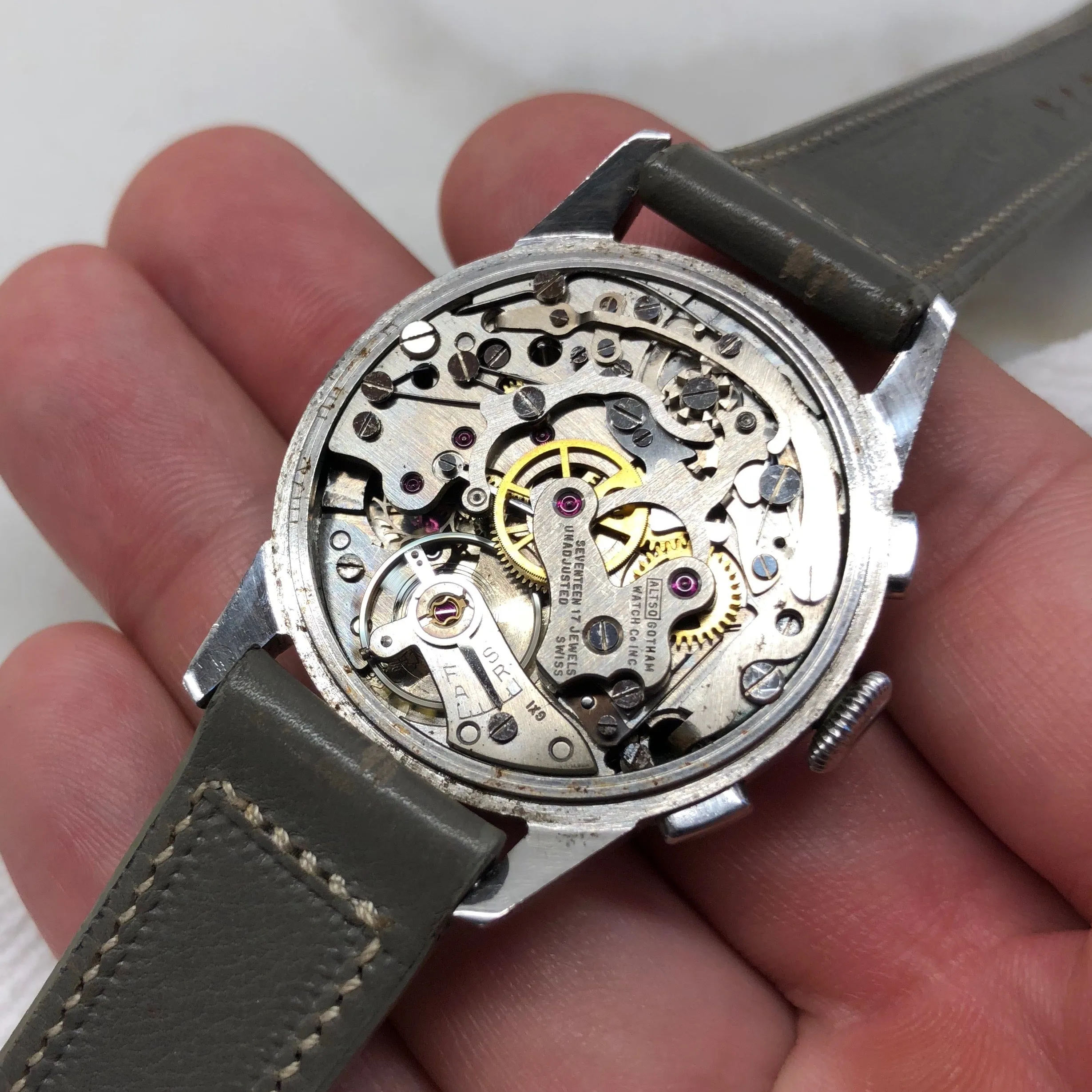 Vintage Gotham Gothameter Stainless Steel Chronograph Valjoux 92 Manual Wristwatch