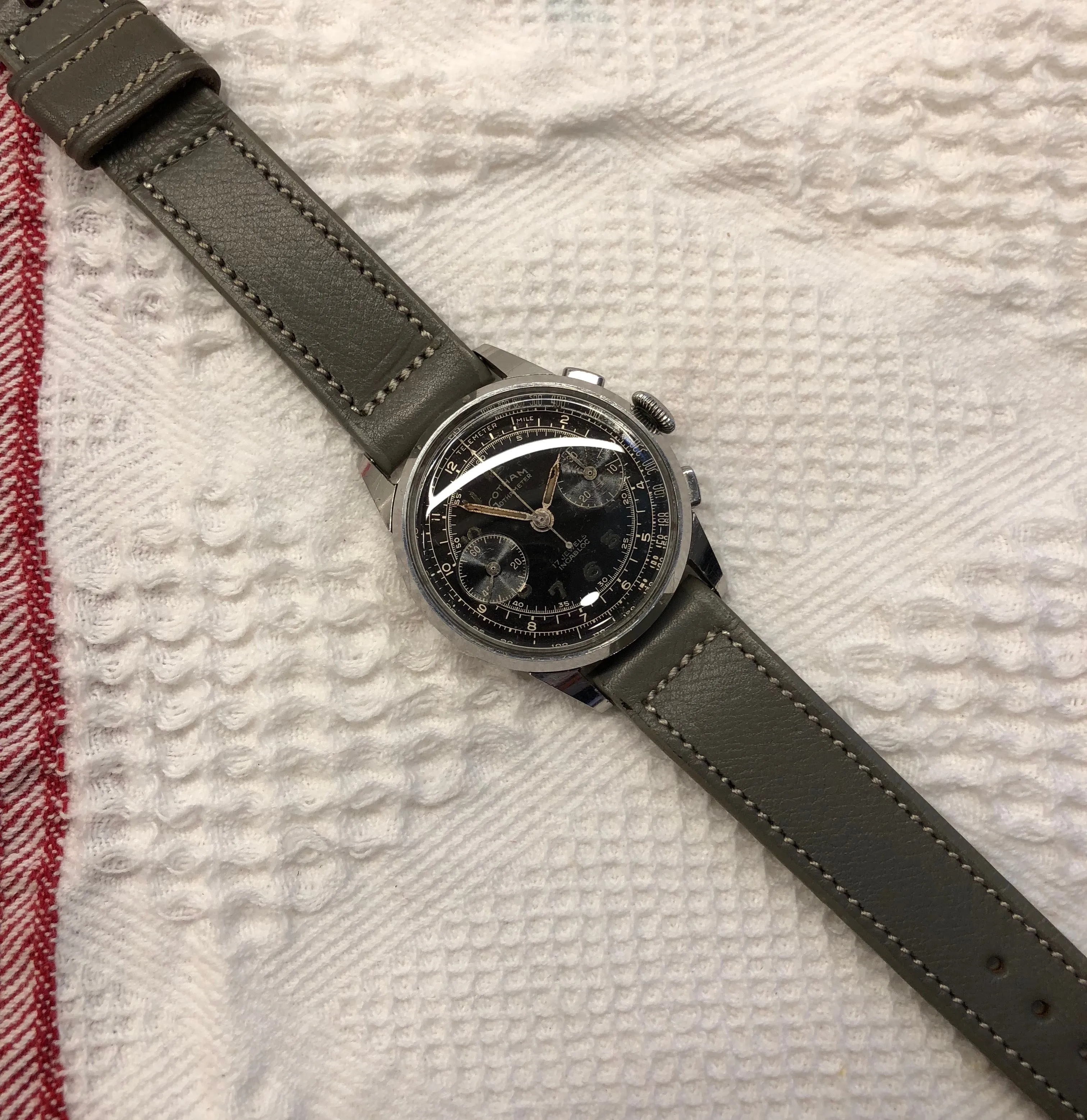Vintage Gotham Gothameter Stainless Steel Chronograph Valjoux 92 Manual Wristwatch