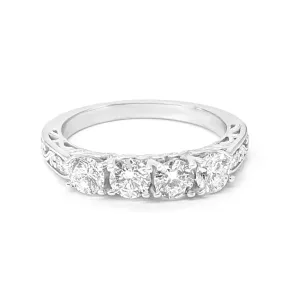 Vintage Inspired 1.0 ct. Diamond Wedding Band Four Stone