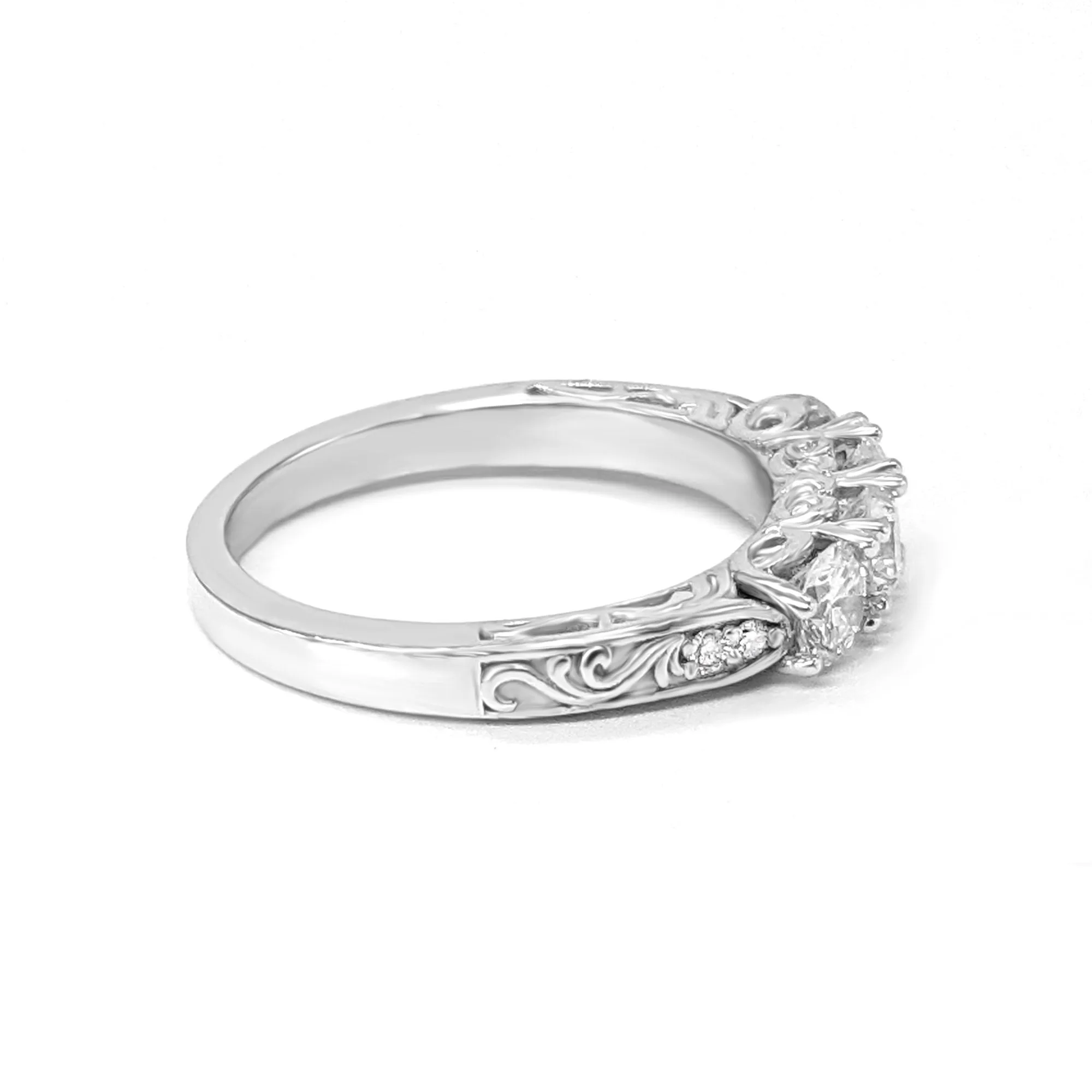 Vintage Inspired 1.0 ct. Diamond Wedding Band Four Stone
