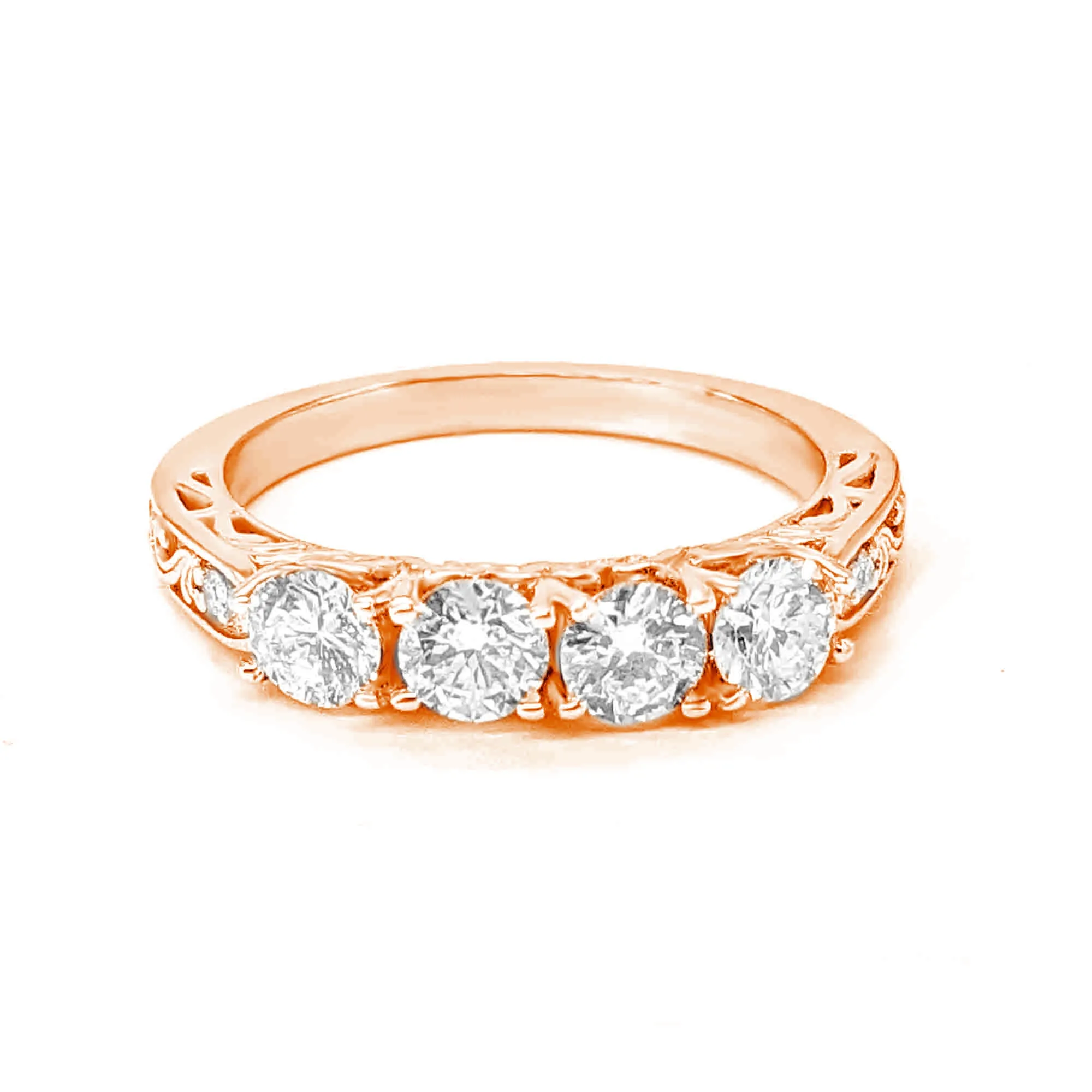 Vintage Inspired 1.0 ct. Diamond Wedding Band Four Stone
