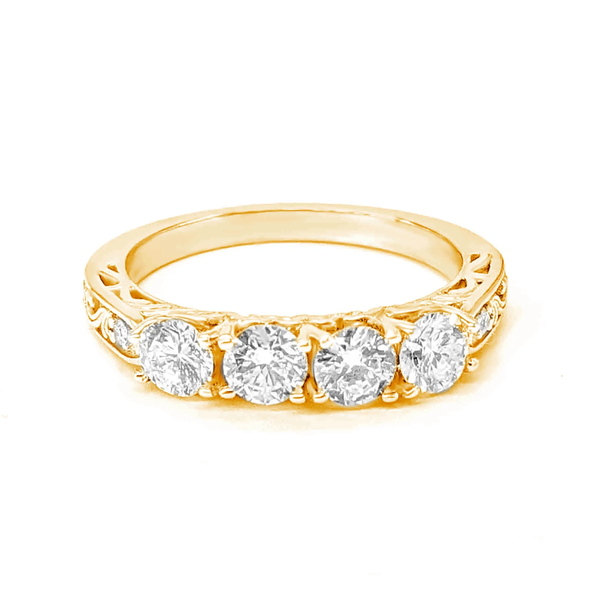 Vintage Inspired 1.0 ct. Diamond Wedding Band Four Stone