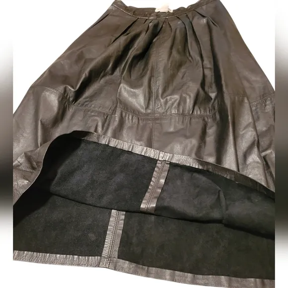 VINTAGE JH Collectibles Maxi Long 100% Leather Skirt Black Women's Size 14