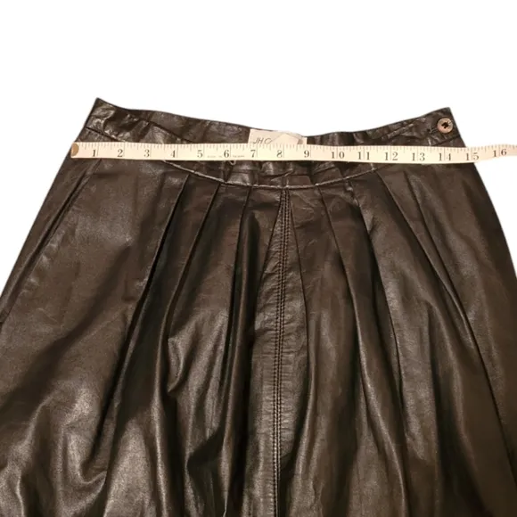 VINTAGE JH Collectibles Maxi Long 100% Leather Skirt Black Women's Size 14