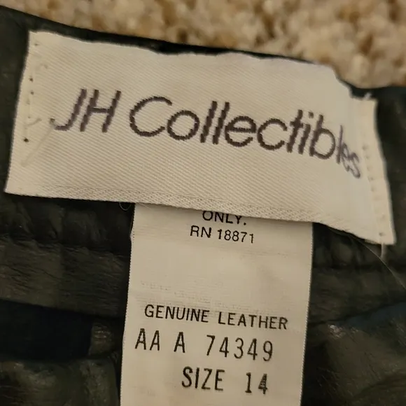 VINTAGE JH Collectibles Maxi Long 100% Leather Skirt Black Women's Size 14