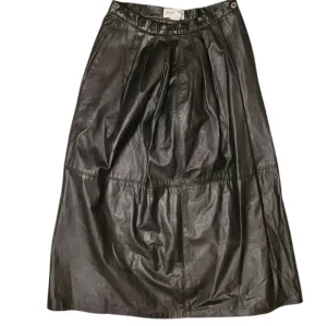 VINTAGE JH Collectibles Maxi Long 100% Leather Skirt Black Women's Size 14