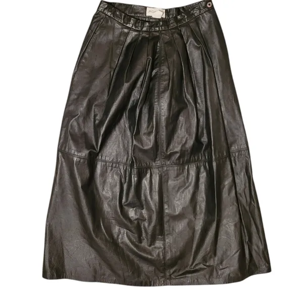VINTAGE JH Collectibles Maxi Long 100% Leather Skirt Black Women's Size 14