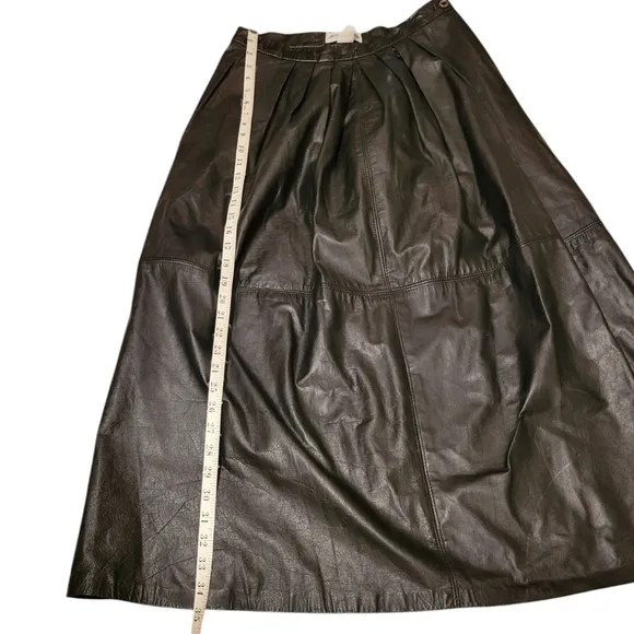 VINTAGE JH Collectibles Maxi Long 100% Leather Skirt Black Women's Size 14