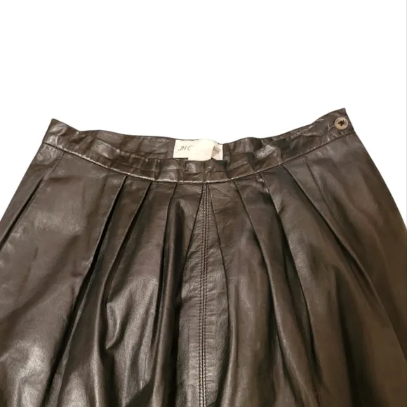 VINTAGE JH Collectibles Maxi Long 100% Leather Skirt Black Women's Size 14