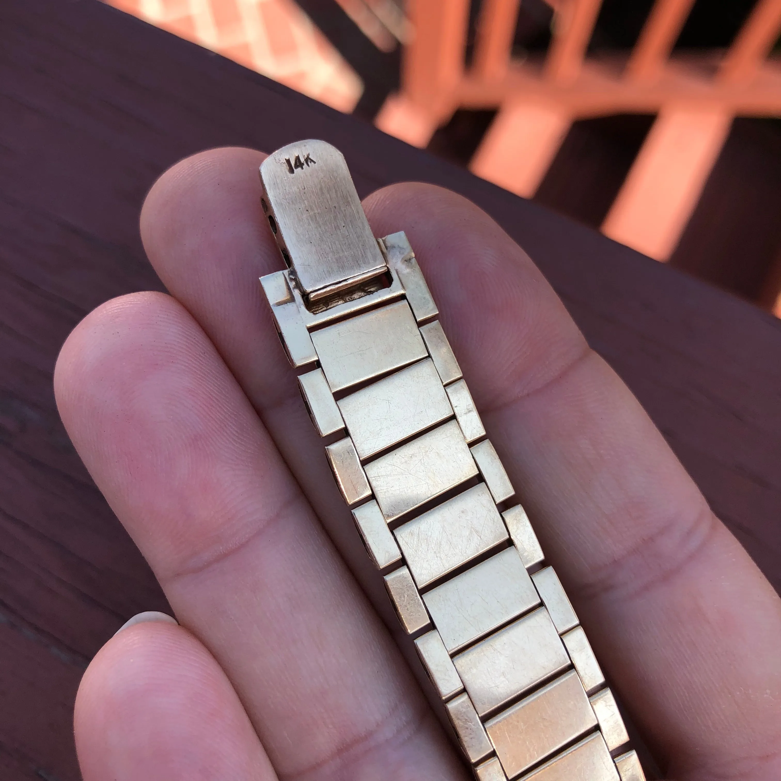 Vintage LeCoultre Mystery Dial 14K Yellow Gold Fancy Lugs Wristwatch Circa 1950s