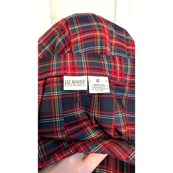 Vintage Liz Baker Essentials Womens Skirt Red Plaid Maxi Long Pleated Tartan EUC