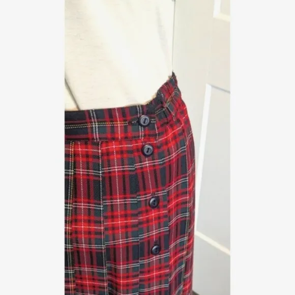 Vintage Liz Baker Essentials Womens Skirt Red Plaid Maxi Long Pleated Tartan EUC