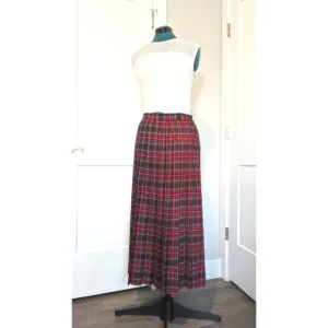 Vintage Liz Baker Essentials Womens Skirt Red Plaid Maxi Long Pleated Tartan EUC