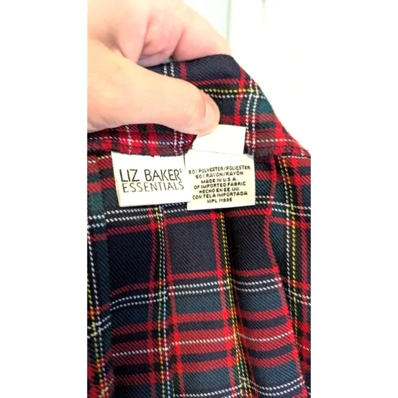 Vintage Liz Baker Essentials Womens Skirt Red Plaid Maxi Long Pleated Tartan EUC